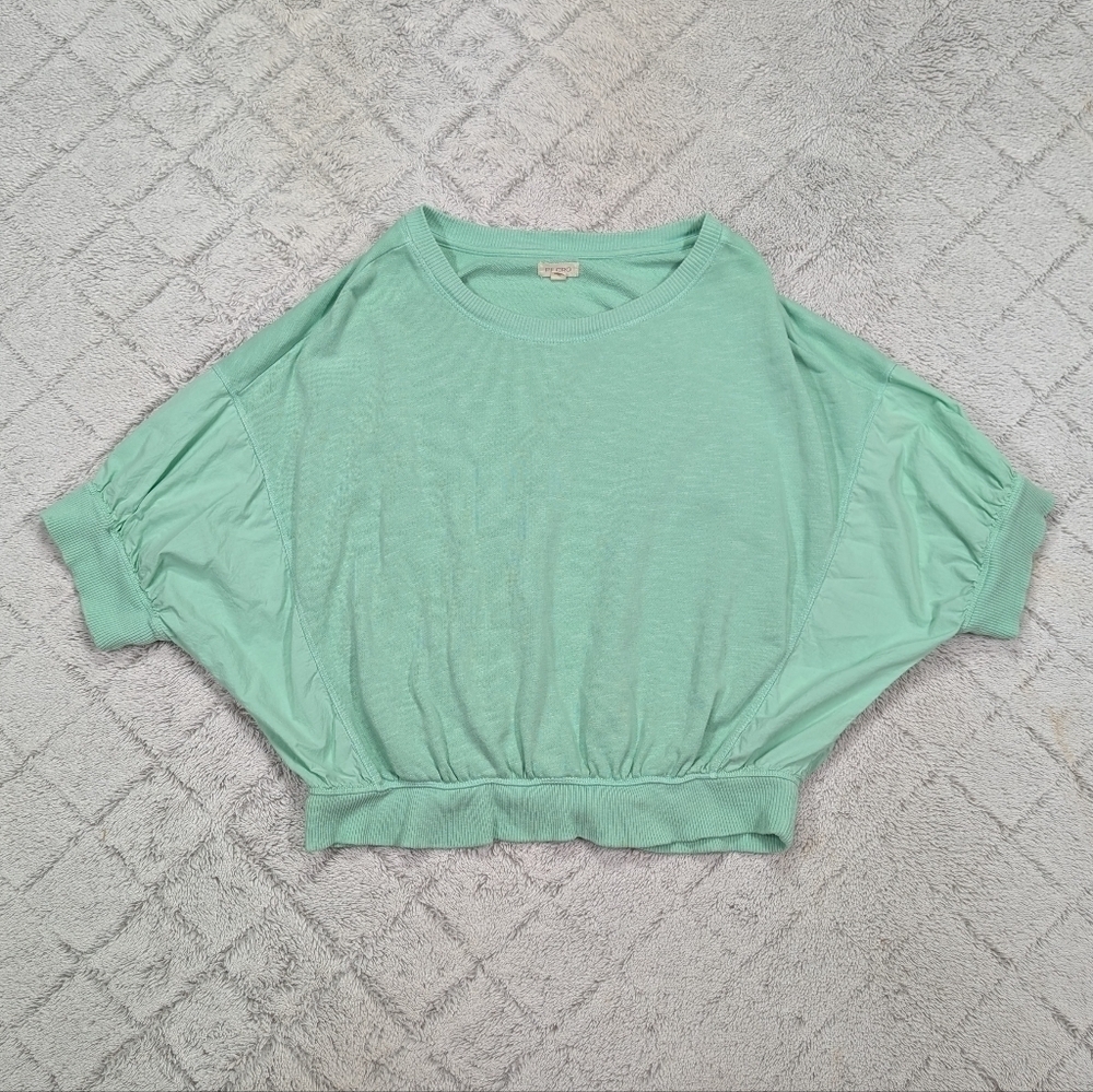 Pilcro Sweatshirt Womens L Green Mint Cropped Batwing Top Crew Oversized